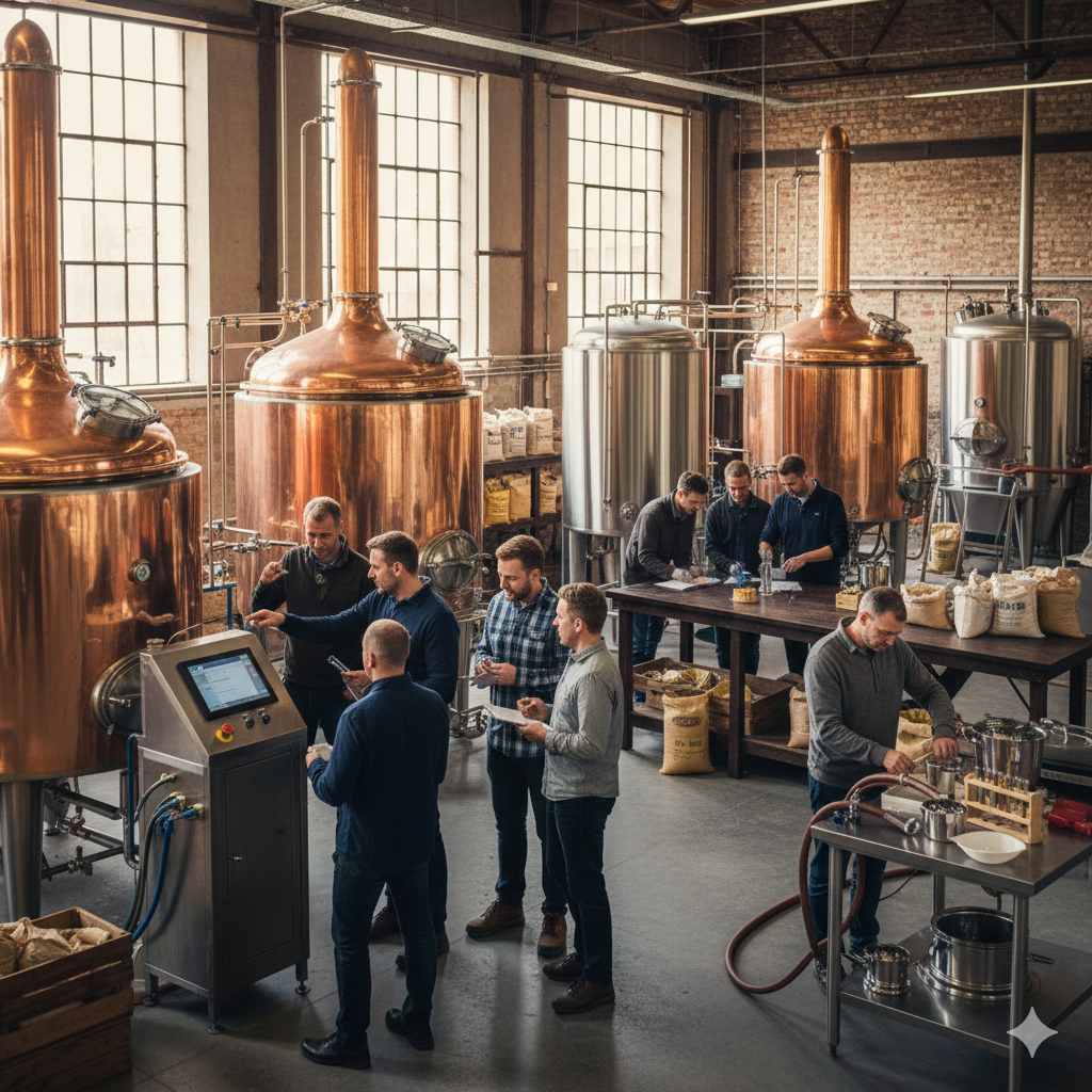 Brasserie avec équipements et personnes